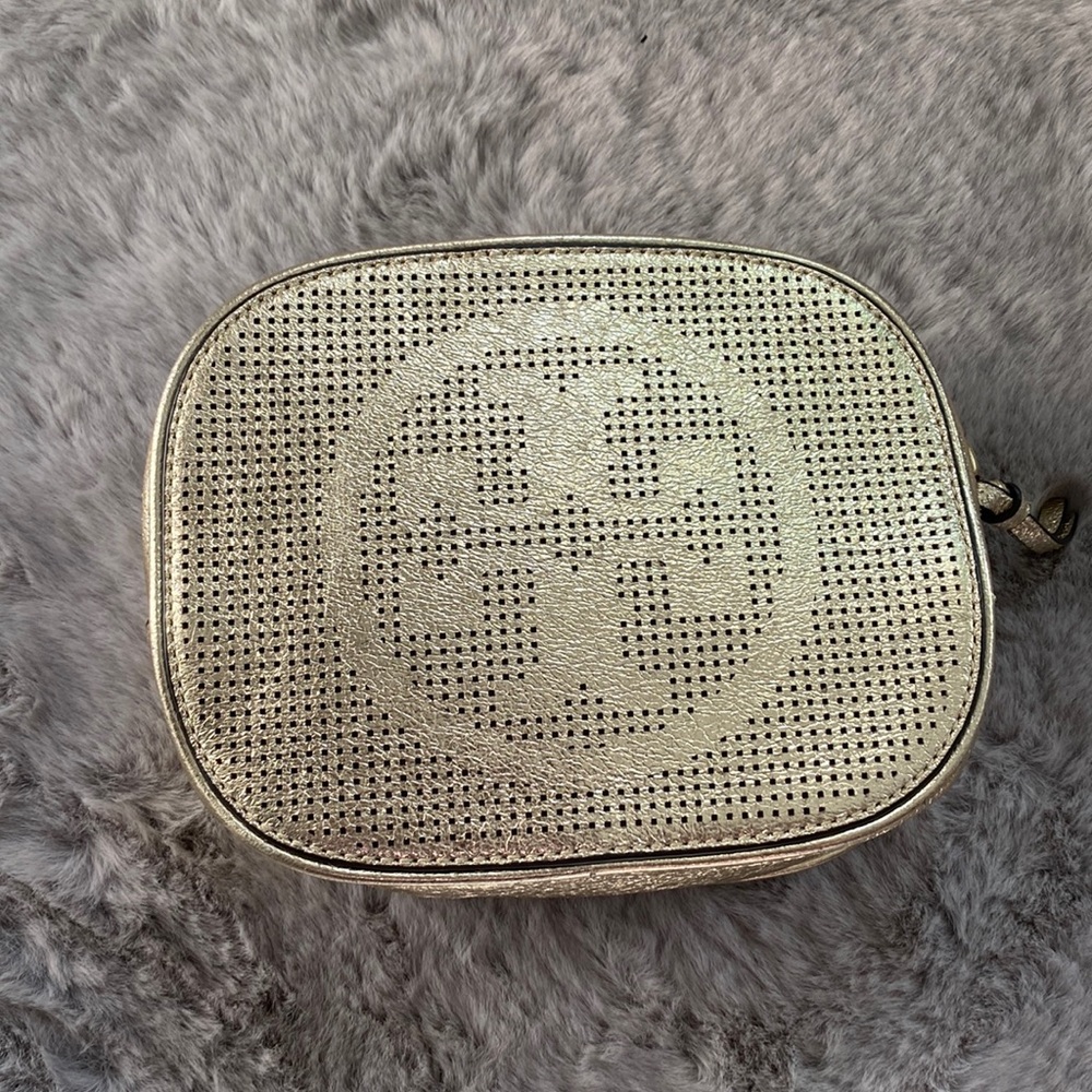 Tory Burch leather logo perforated Billie cosmetic bag/clutch